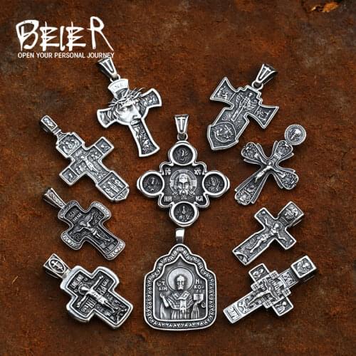 Beier Stainless Steel Mens Christian Christ Jesus bible Jesus exorcist Pendant Chain Necklace Jewelry LLLHP199P