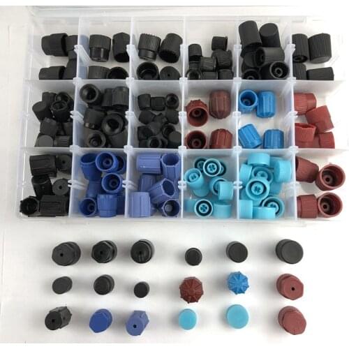 N0HF 170pcs Universal A/C R134a R12 High Low Side Valve Core Service Port Dust Replacement Set