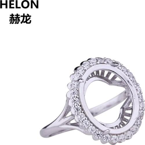 925 Sterling Silver Women Engagement Wedding Ring 12x15mm Oval Cabochon Semi Mount Ring fit Amber Turquoise Setting Wholesale