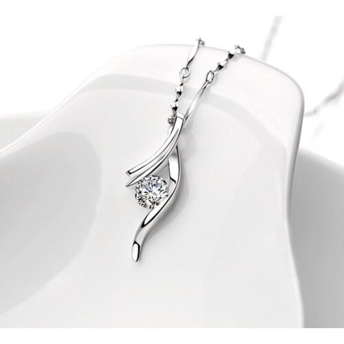 KOFSAC 2020 Female 925 Sterling Silver Necklace Exquisite Geometric White Purple Crystal Necklaces For Women Engagement Jewelry