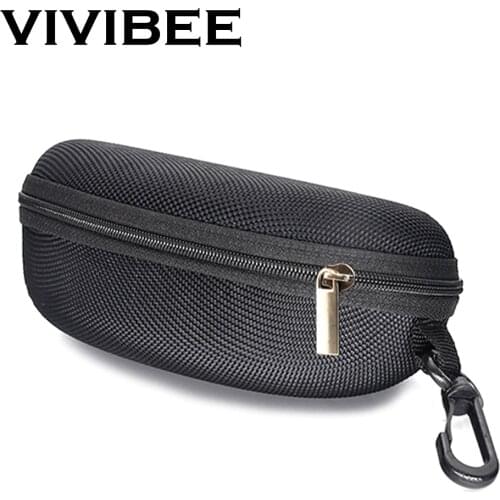 VIVIBEE Men Black Sports EVA Farbic Sunglasses Case Zipper Waterproof Sun Glasses Eyewear Storage Men Eyeglasses Spectacle Box
