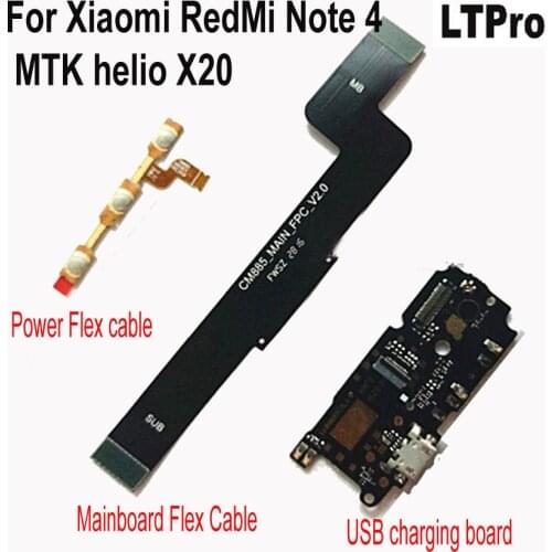 For Xiaomi RedMi Note 4 Note4 MTK 2016 helio X20 power volume Charging Board Charge main Motherboard Connections Flex Cable