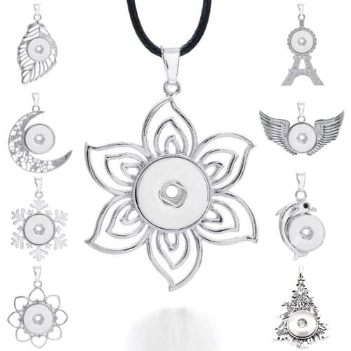 Hot Fashion Interchangeable Flower Tree Ginger Necklace 153 Fit 18mm Snap Button Pendant Necklace Charm Jewelry For Women Gift