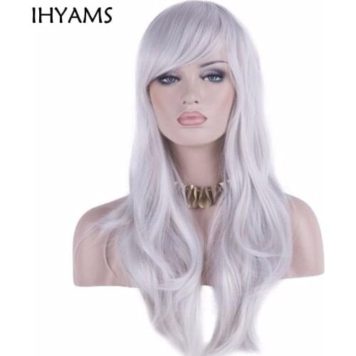 Nabari no Ou-kurookano shijima 65cm Silver White Culy Cosplay Hair Wig + Wig Cap