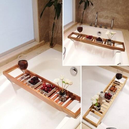 Bathtub Rack Storage Bamboo Extension Antiskid Bathroom Multi Function Shelf Toilet Spa Bath