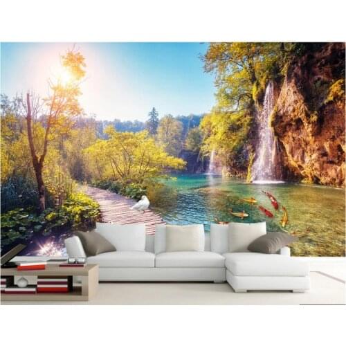 WDBH Custom photo 3d wallpaper Beautiful stream wooden bridge room home decor painting 3d wall mural wallpaper for walls 3 d