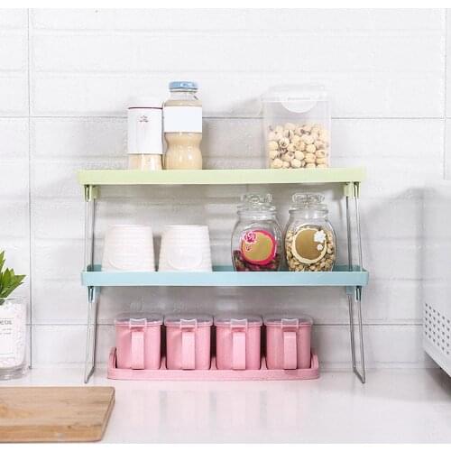 Adjustable Kitchen Storage Shelf Metal Storage Shelf Non-slip Storage Shelf Spice Rack Single Layer Space-saving Kitchenware