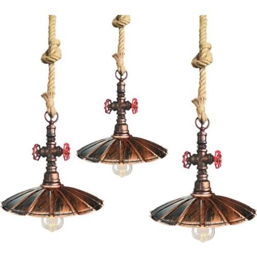 Retro Industrial Style Creative Cafe Restaurant Bar Desk Front Hemp Rope Small Umbrella Chandelier Lamps