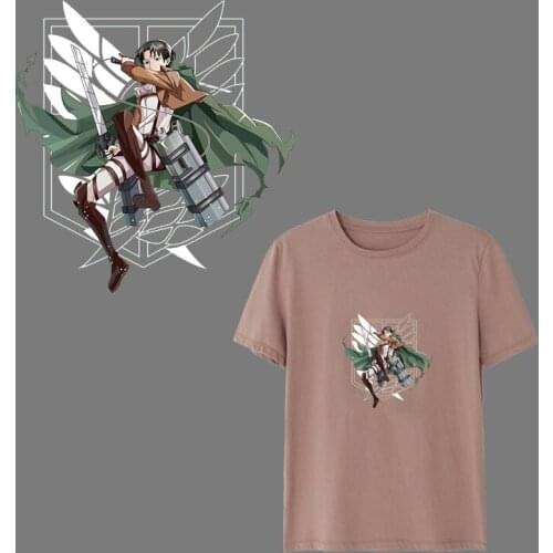DIY Attack on Titan Levi Ackerman Stickers Diy Iron On patches T-shirt Dresses Sweater Thermal Heat Transfer Vinyl Sticker
