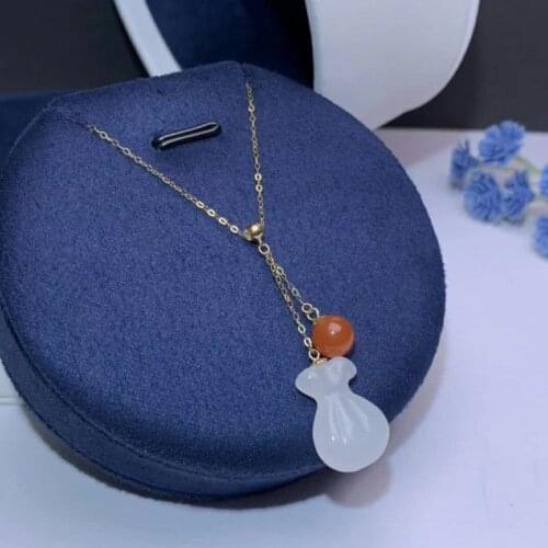 SHILOVEM 18k yellow gold natural white Jasper pendants Gift fine Jewelry plant wedding no necklace 12*16mm mymz1216888hby
