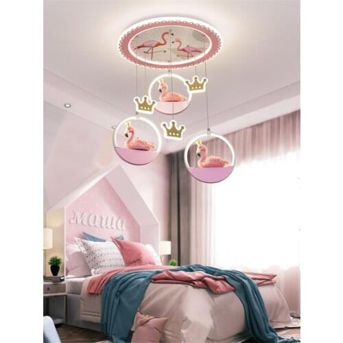 Nordic Childrens Room Girl Bedroom Ceiling Lights Princess Room Study Kindergarten Decor Flamingo Lamps Pink LED Ceiling Lamps
