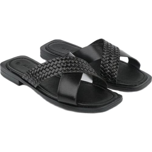 New Slides Women Summer Slippers Outdoor Genuine Leather Slippers Brand Slip-on Woman Slippers Female Leather Sandals босоножки