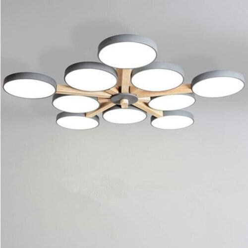 Led Colourful Ceiling Lamps Wood Ceiling Lights Atmosphere Bedroom Dining Room 3/6/8 Heads Bedroom Living Lighting Fixture Avize