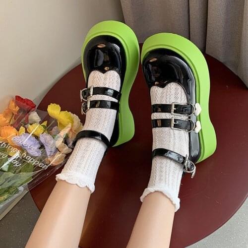 Women shoes loli sweet lolita shoes platform round head thick heel cross bandage women shoes kawaii cosplay Mary Jane shoes 2021