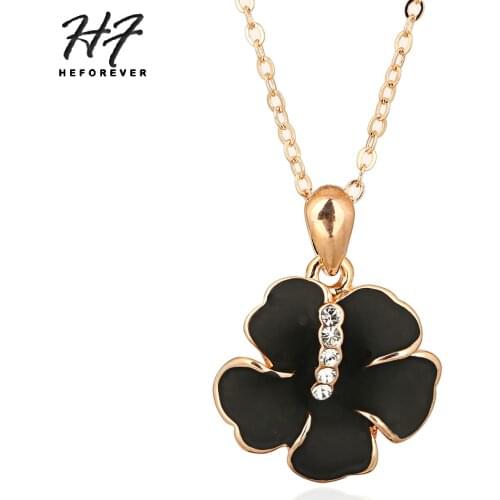 Top Quality N280 Black Rose Flower Rose Gold Color Fashion Pendant Jewelry Made with Austria Crystal Elements HotSale