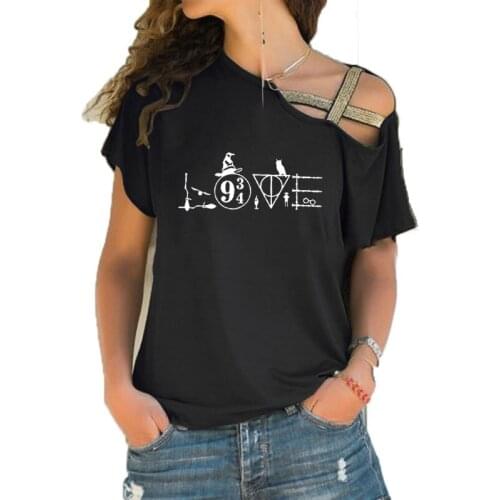 Women T-shirt Summer Short Sleeve Plus Size 5XL Print Funny Graphic Tees Women Casual Irregular Skew Cross Bandage Tee