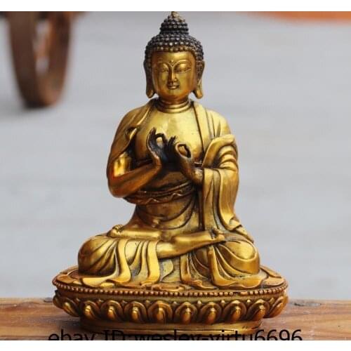China Buddhism Copper Bronze Gild Sakyamuni Shakyamuni Tathagata Buddha Statue