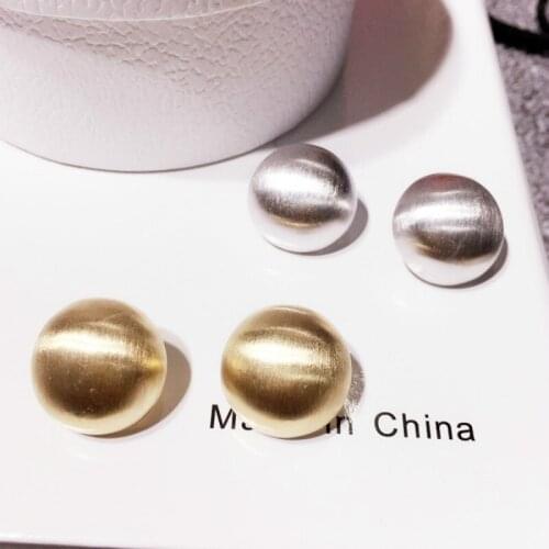 Ladies minimalist metallic frosted round earrings high quality gold earrings statement fashion female accessories2020