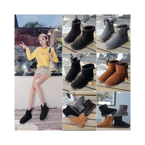 Snow boots female 2019 new plus velvet warm one pedal student cotton shoes fur one short tube