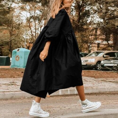 2021 Sexy Female Summer Beach Wear Dress Elegant O-Neck Printing Long Sleeve Dresses Casual Loose Boho Oversized Dress Vestidos