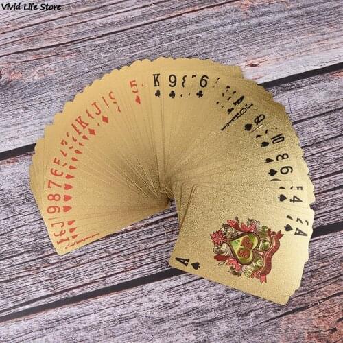 1set Waterproof Gold Plated Porker Cards set For Board Games Playing Cards