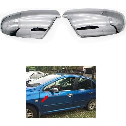 Pair of car exterior chrome rearview mirror covers caps suitable for peugeot 307 CC SW 407 LEFT + RIGHT