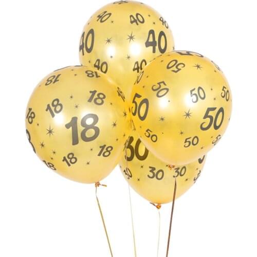 12inch Number 18 30 40 50 Wedding Balloons Golden & Black Latex Balloons Birthday Wedding Decoration Party Supplies 10pcs