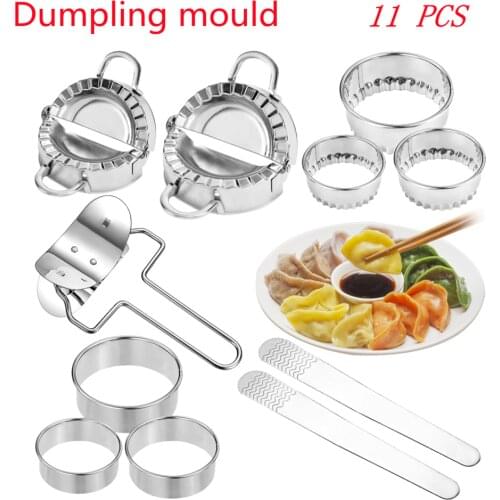 11pcs/set Dumpling Maker Dough Press Pie Ravioli Press Cutter Empanada Press Stainless Steel Dumpling Wrapper Making Mould Tool
