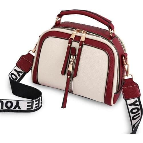 2021 Small Contrast Color Top-Handle Bag Women Crossbody Bags Phone Purse Fashion Single Shoulder Zipper Pu Leather Bags