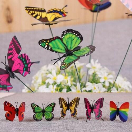 25 Pcs Luminous Butterflies Garden Yard Planter Colorful 3D Butterfly Stakes Decoration Outdoor Decor Flower Pots Decoration