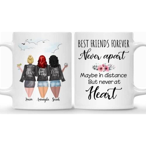 3 Girls Mugs Personalized Best Friends Forever Coffee Mug Gift Cute Cups Tazas De Ceramica Creativas 11oz/15oz RR2012