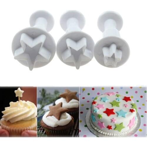 3 Pcs/set Cake Litter Star Spring Baking Plungers Decoration Tools sugarcraft cookie press mold toast print cookie cutter Mould