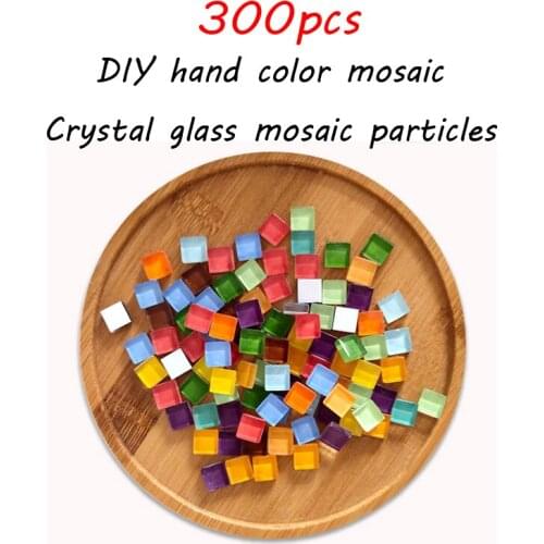 300pcs Colored Crystal Glass Mosaic,Handmade Diy Material,Material for Photo Album/coaster/candle Cup,1*1cm Square