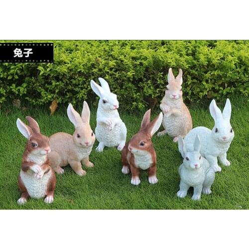 7pcs/lot Rustic animal sculpture resin rabbits craft outdoor decoration garden craft decoration home Ornaments