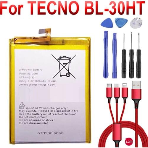 3000mAh 3.8V battery for TECNO BL-30HT +USB cable+toolkit