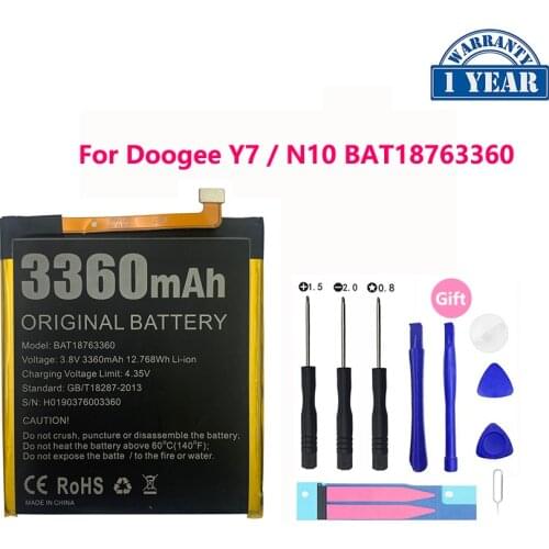 100% Original High Quality 3360mAh BAT18763360 Battery For Doogee Y7 N10 Mobile Phone Replacement Batteries Bateria