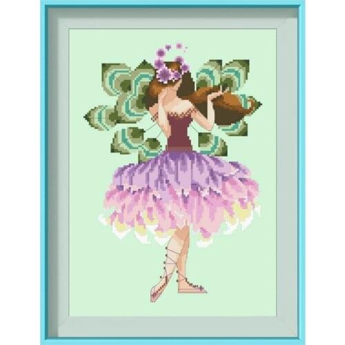 White clover fairy cross stitch kit aida fabric 18ct 14ct 11ct light green canvas cotton thread beads embroidery craft set