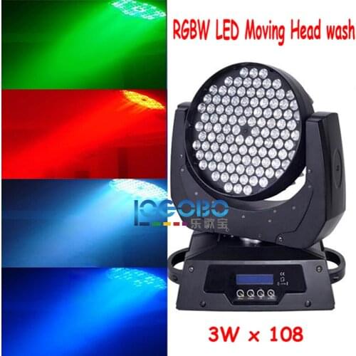Free Shipping 6 PCS/Lot 3Wx108 DJ Lights Led Wash RGBW LEDs Bulbs Wall Moving Head Washer Light Professional Sound Up Lightings