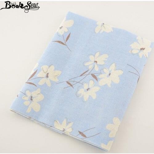 Booksew Textile Blue Cotton Linen Fabric Gardenia Design Sewing Material For Tablecloth Bag Curtain Cushion Pillow Zakka Tissu