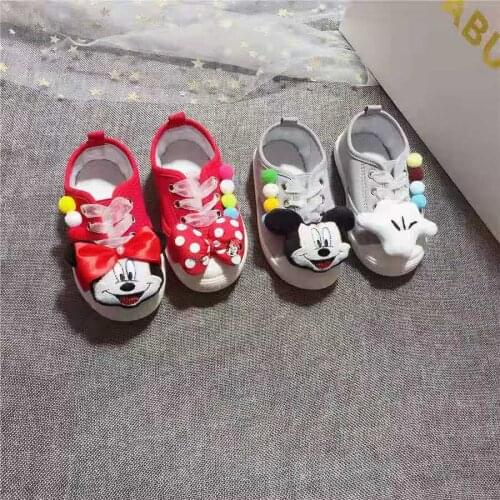 Disney cartoon Mickey Mouse childrens non-slip soft-soled casual shoes childrens breathable one-step canvas shoes sneakers