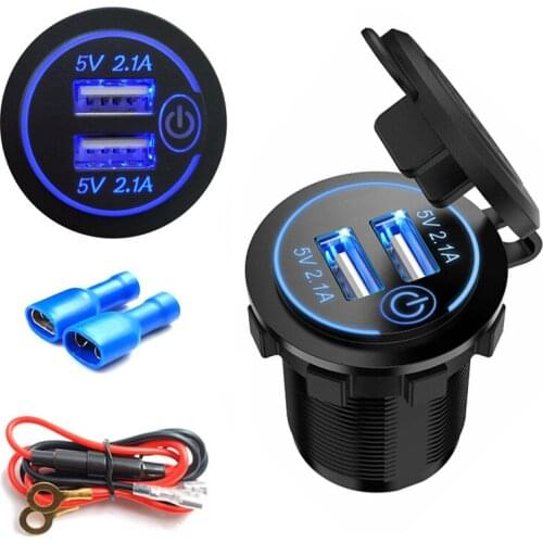 12V / 24V Dual USB Car Cigarette Lighter Socket Splitter Charger Adapter Outlet Car Auto Accessories Auto Cigarette Lighter
