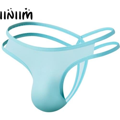 Gay Mens Lingerie G-string Thongs Briefs Panties Solid Color Bulge Pouch Jockstrap Strappy Elastic Waistband T-back Underwear
