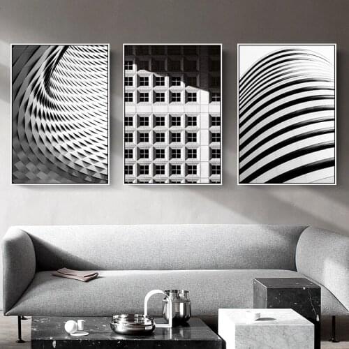 Modern Black and White Architecture Film photography Style Wall Art Posters Classic Canvas Painting for Living Room Bedroom Deco
