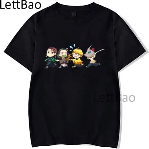Kawaii Chibi Kimetsu No Yaiba Anime T-shirts Demon Slayer Harajuku T Shirt Men Women Hop-Hip Streetwear Short Sleeve Tops Tees