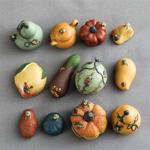 Creative Tea pet Purple Clay Crafts Mini frogs Plant decor Kongfu Tea Set figurines & miniatures Tea Ceremony accessories