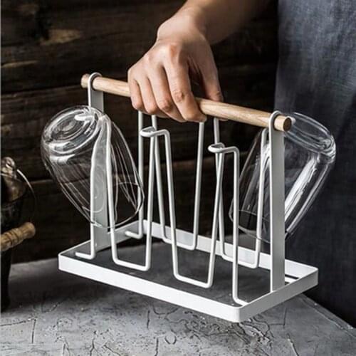 Kitchen Utensils Wrought Iron Cup Holder Creative Household Drain Cup Shelf For Kitchen Cup Storage Rack Hanging Drainer Storage