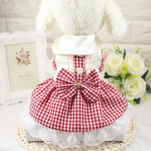 2018 Summer Pet Plaid Dress Tutu Skirt Wedding Dog Dress Pet Princess Dresses Fashion Dog Clothes for Small Dogs Yorkie XS-XXL