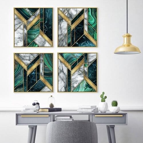 Marble Malachite Gold Abstract Poster Stone Texture Wall Art Canvas Print Painting Modern Square Picture Interior Decoretion