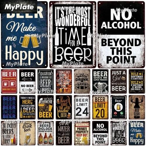 [MyPlate] Beer Time To Drink Metal Sign Vintage Tin Sign Metal Plaque Retro Pub Wall Decor For Pub Club Bar Decoration Poster