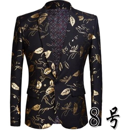 2020 New Tide Mens Fashion Bronzing Printing Blazer Design Plus Size Hip Hot Casual Male Slim Fit Suit Jacket Singer Costume